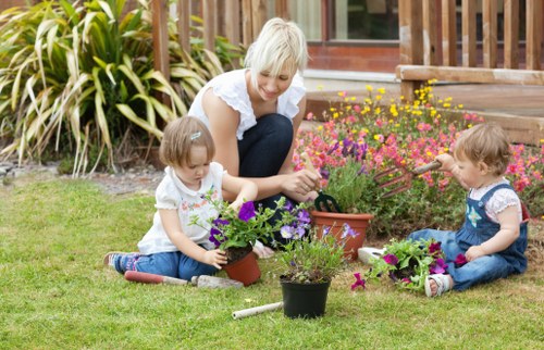 Flower bed creation in Hatchend with colorful planted border